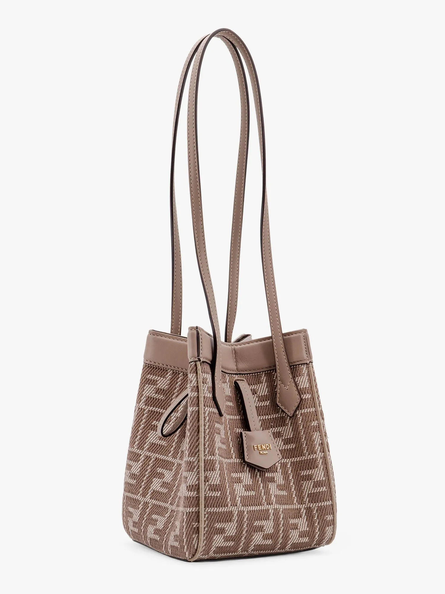 Fendi Origami Mini Leather And Denim Effect Ff Jacquard Transformable Mini Bag