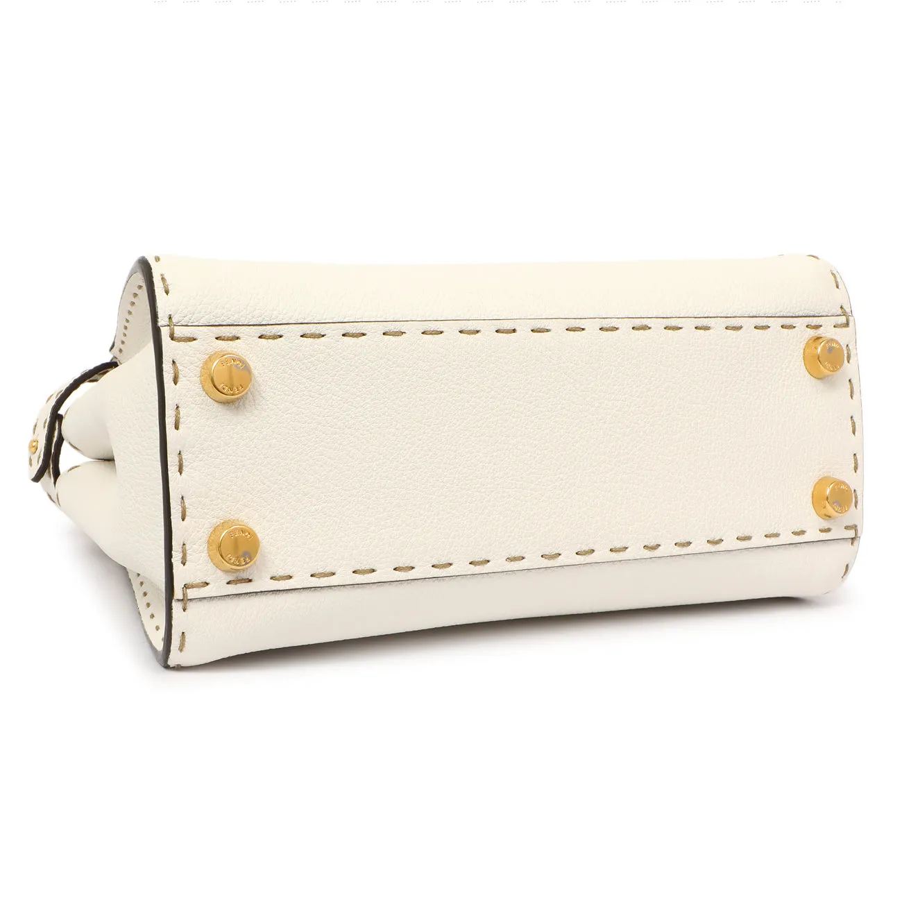 Fendi White Cuoio Romano Selleria Mini Peekaboo Iconic Satchel
