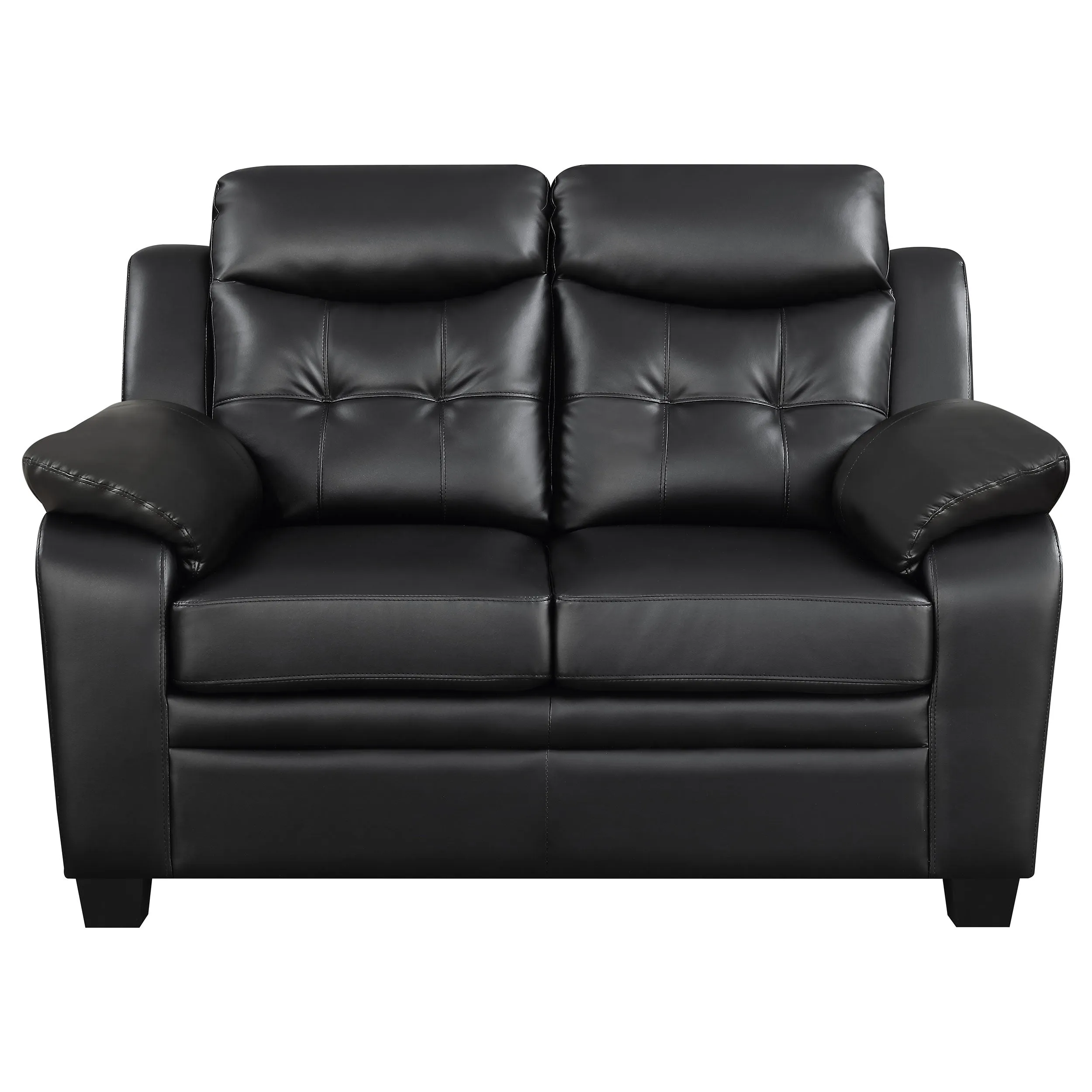 Finley Upholstered Padded Arm Tufted Loveseat Black