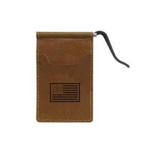 Flag Embossed Clip Front Pocket Wallet