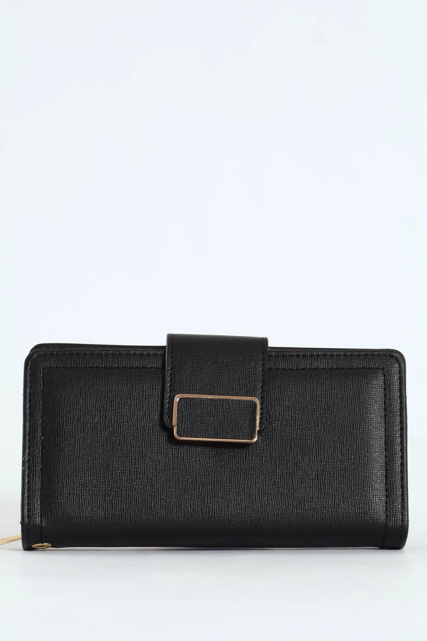 Flap Zip Around Bifold Purse - Black