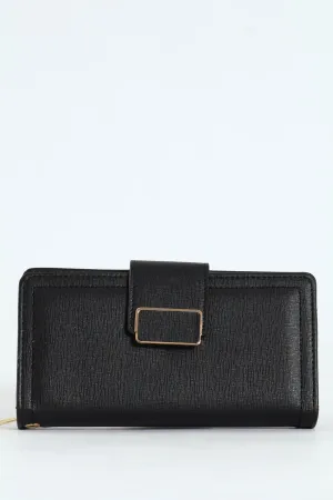 Flap Zip Around Bifold Purse - Black