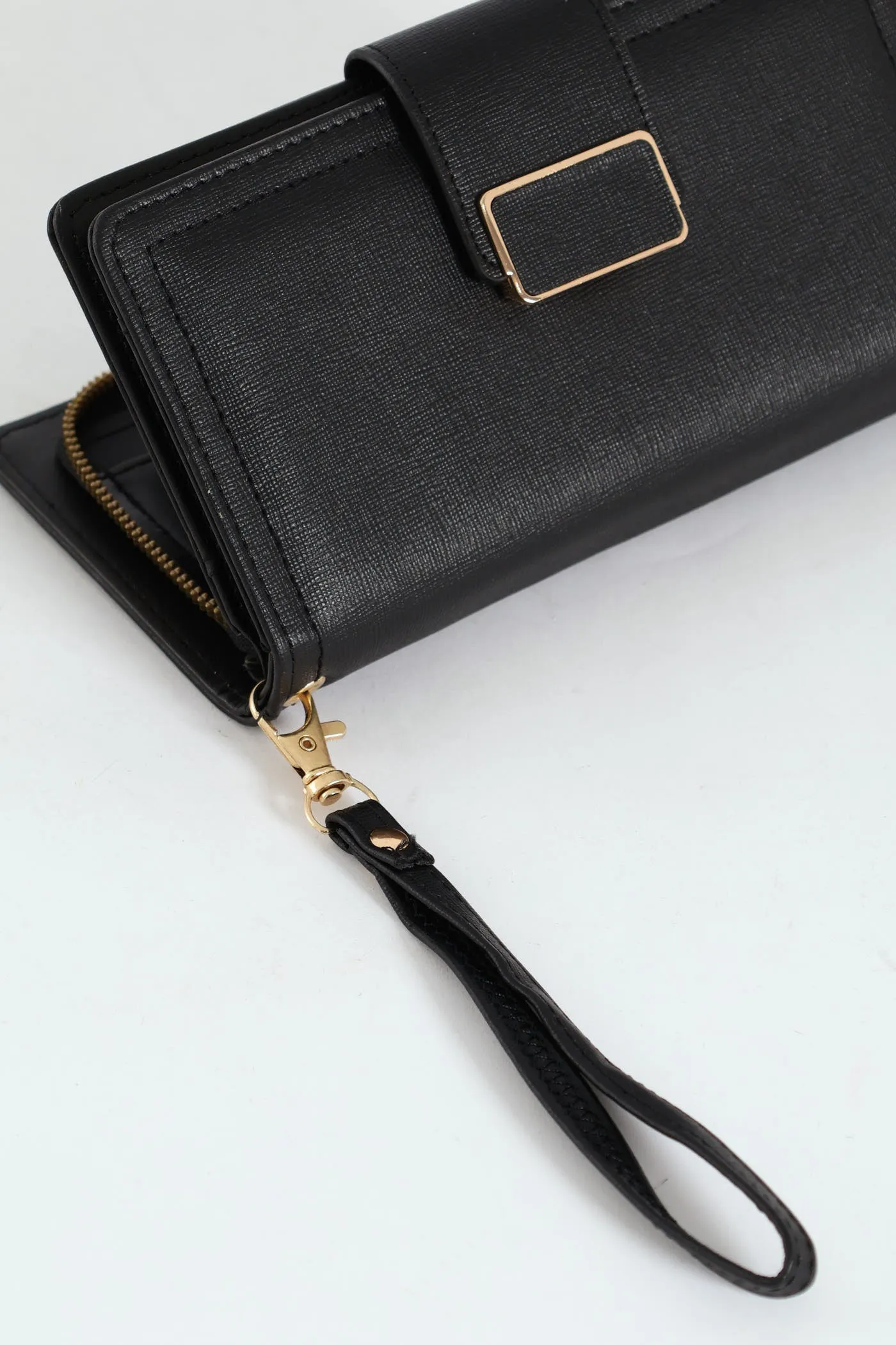 Flap Zip Around Bifold Purse - Black