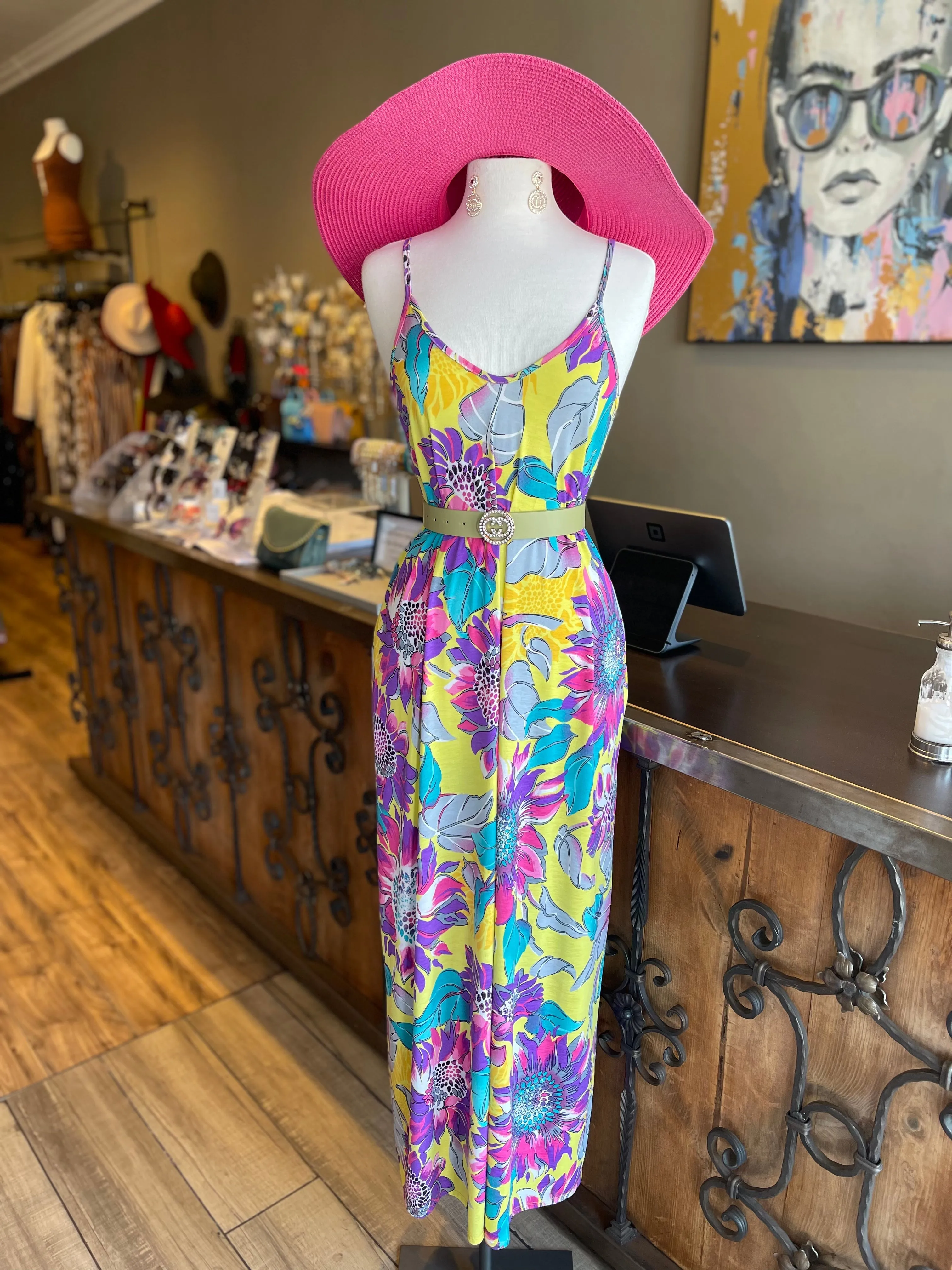 Flower Print Strap Shoulder Dress