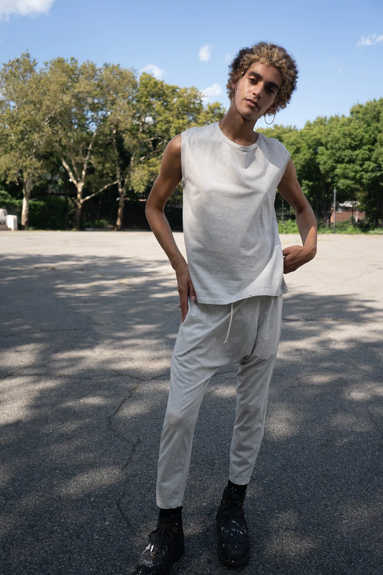 fold pant in heather