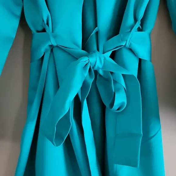 Frederick's Summer Lattice Lacing Satin Robe Sz S