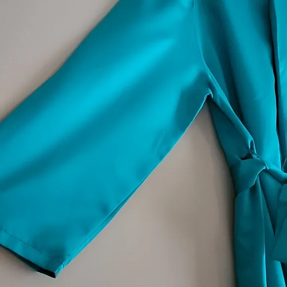 Frederick's Summer Lattice Lacing Satin Robe Sz S