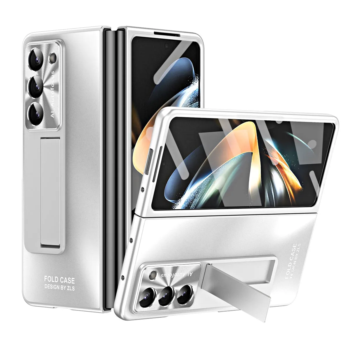 Frosted Electroplating Shockproof Phone Case With Front Screen Protector & Bracket For Galaxy Z Fold6/5/4/3