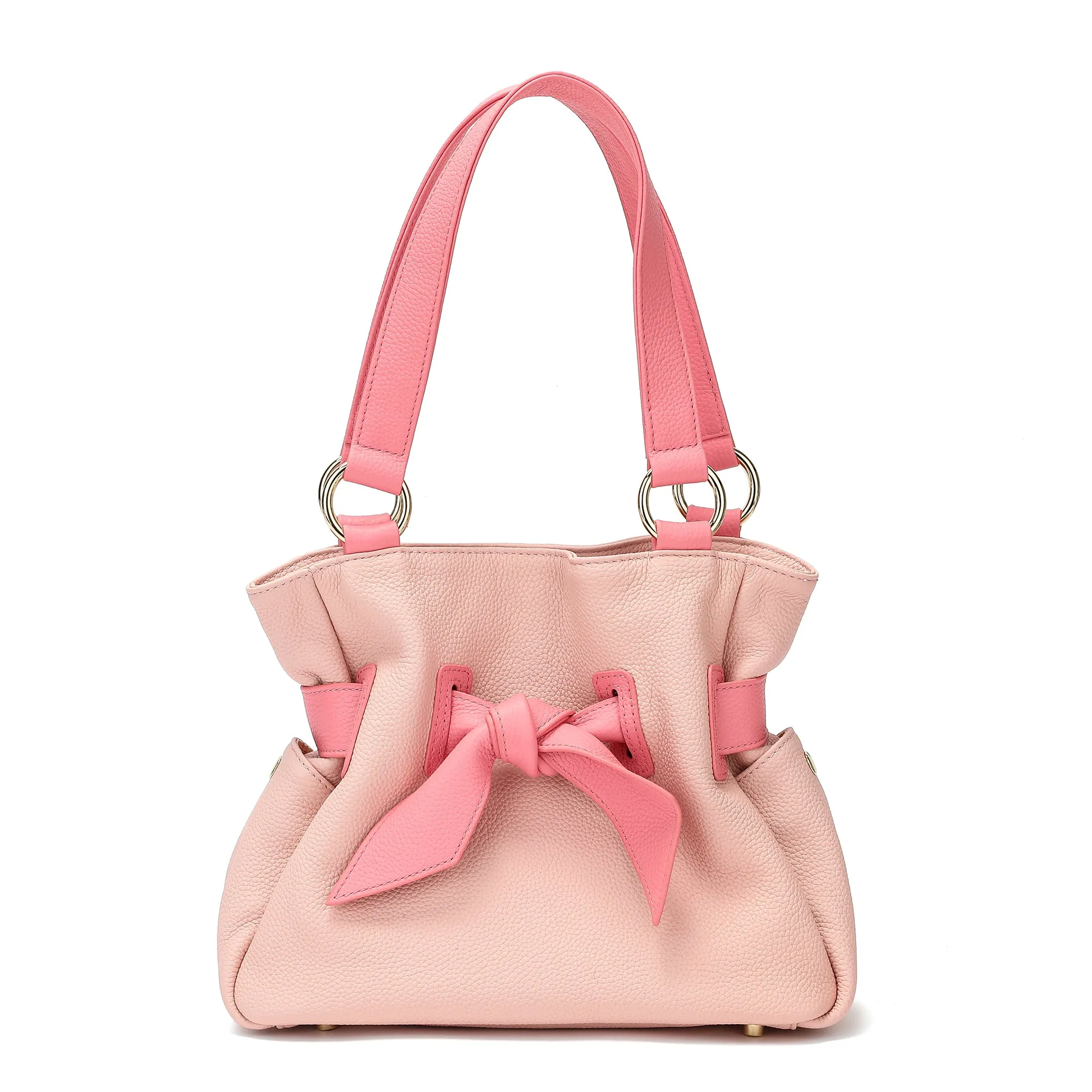 Full-Grain Soft Leather Bow Bag