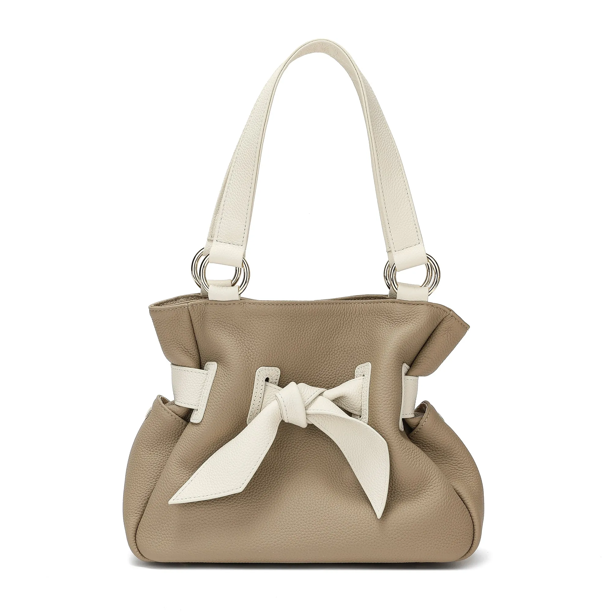 Full-Grain Soft Leather Bow Bag