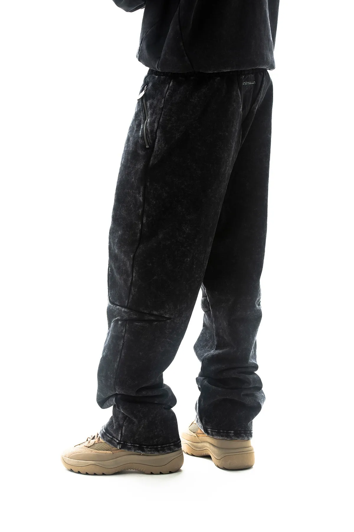 Garment-dyed heavyweight cotton fleece sweatpants Zipper Pocket