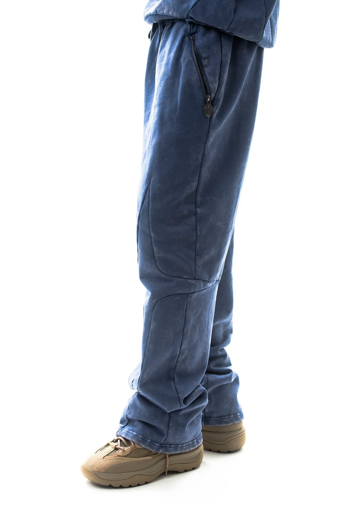 Garment-dyed heavyweight cotton fleece sweatpants Zipper Pocket