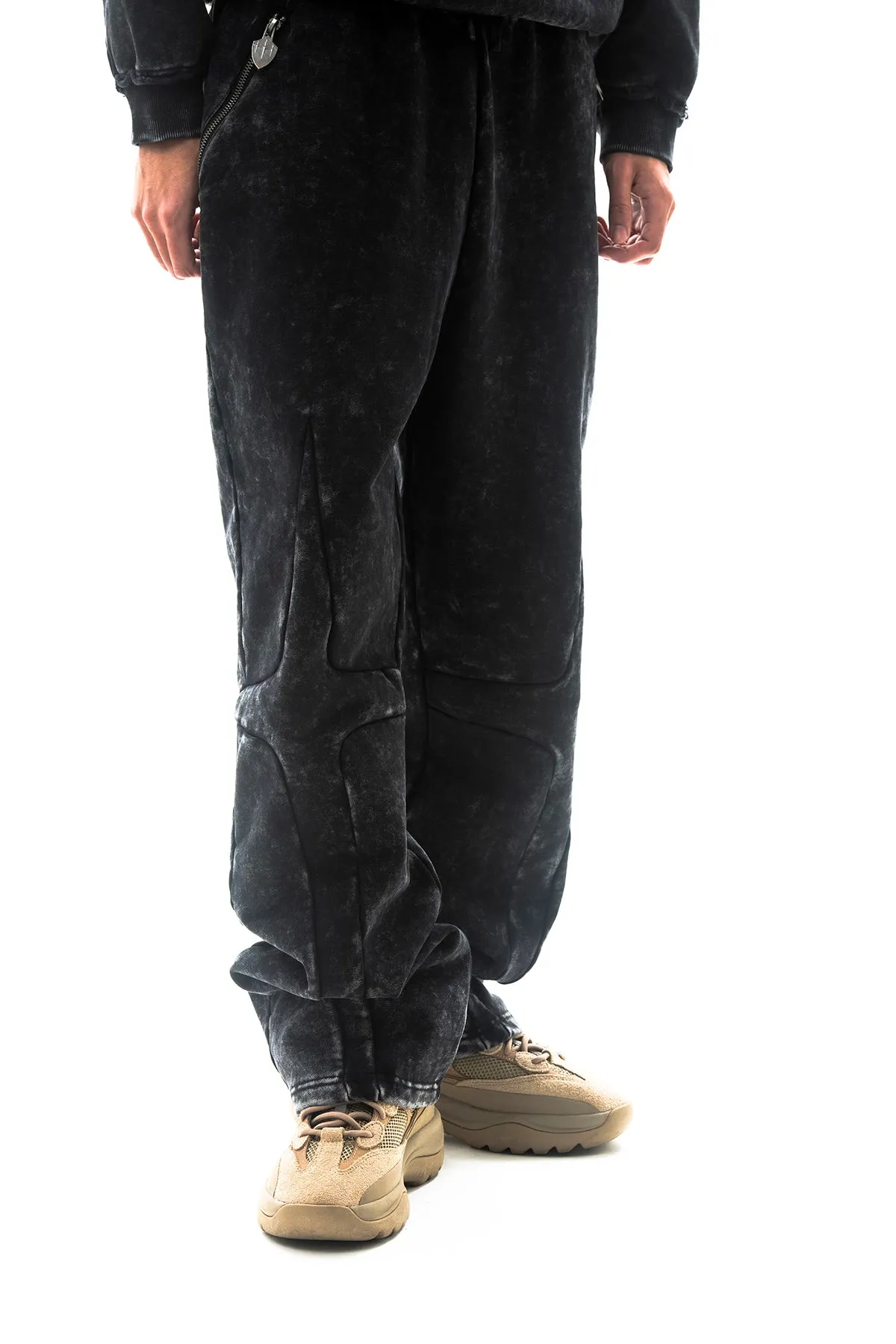 Garment-dyed heavyweight cotton fleece sweatpants Zipper Pocket