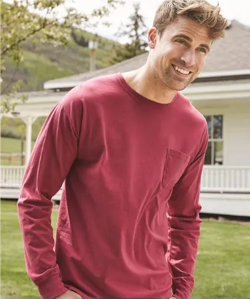 Garment Dyed Long Sleeve T-Shirt With a Pocket