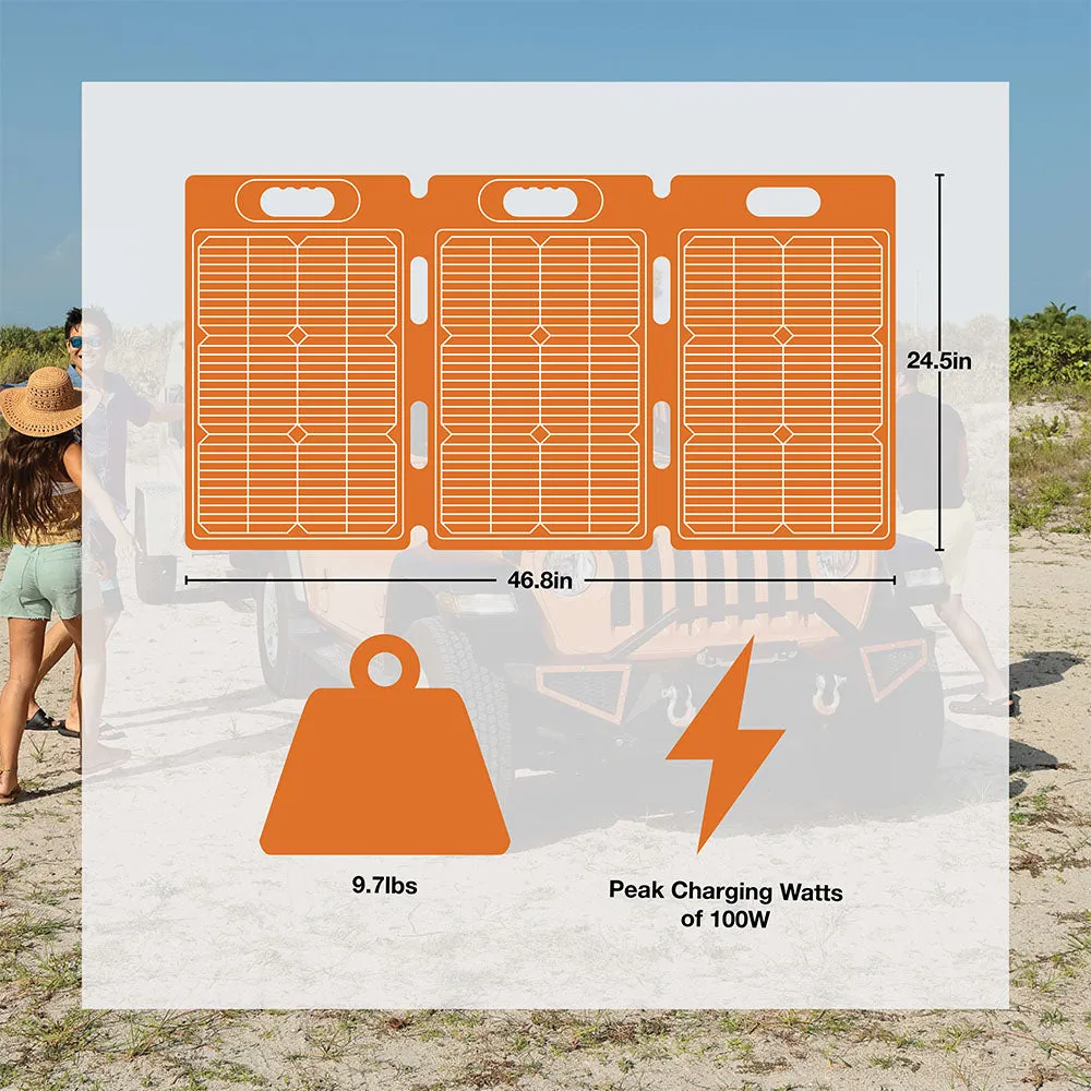 Generac GS100 100 Watts Solar Panels for Power Stations w/ Tri-Fold Design