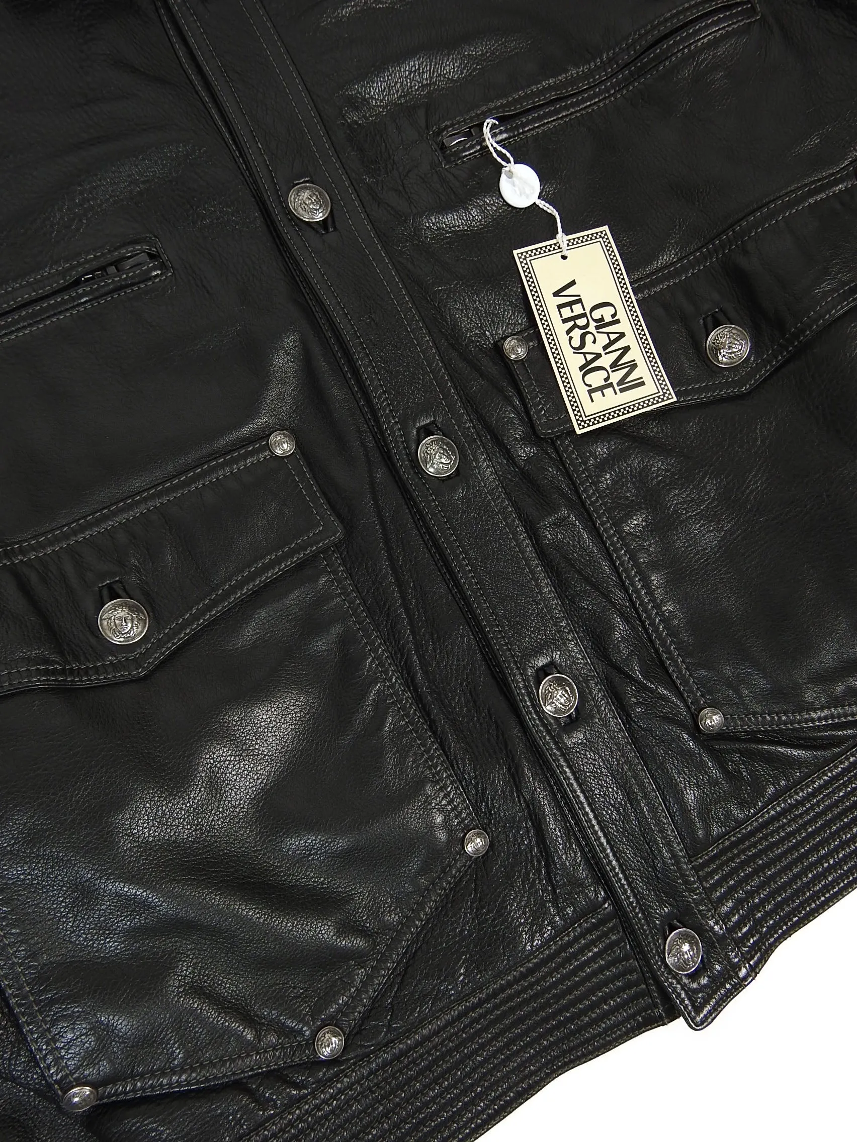 Gianni Versace Vintage Leather Jacket Size 48