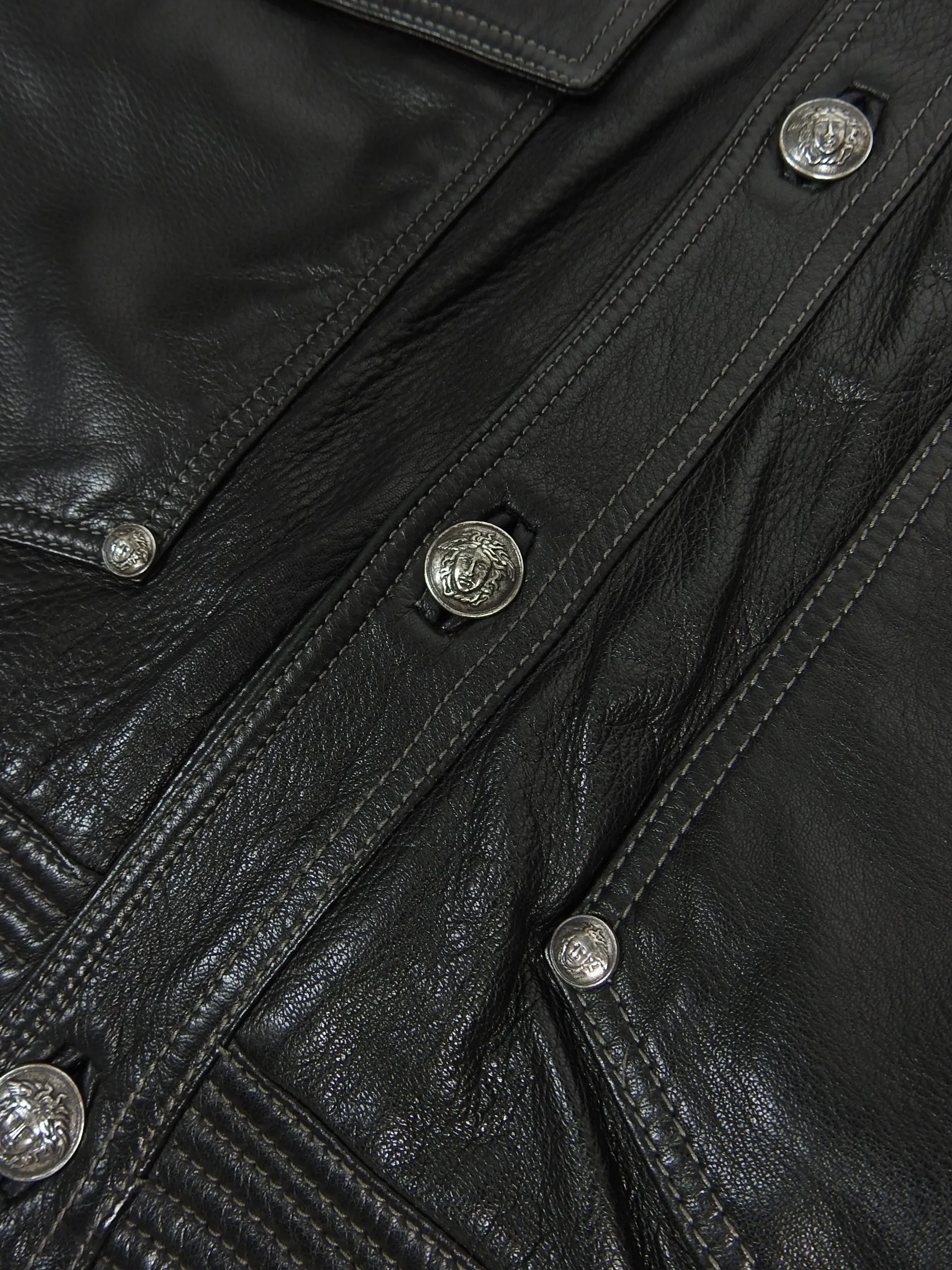 Gianni Versace Vintage Leather Jacket Size 48