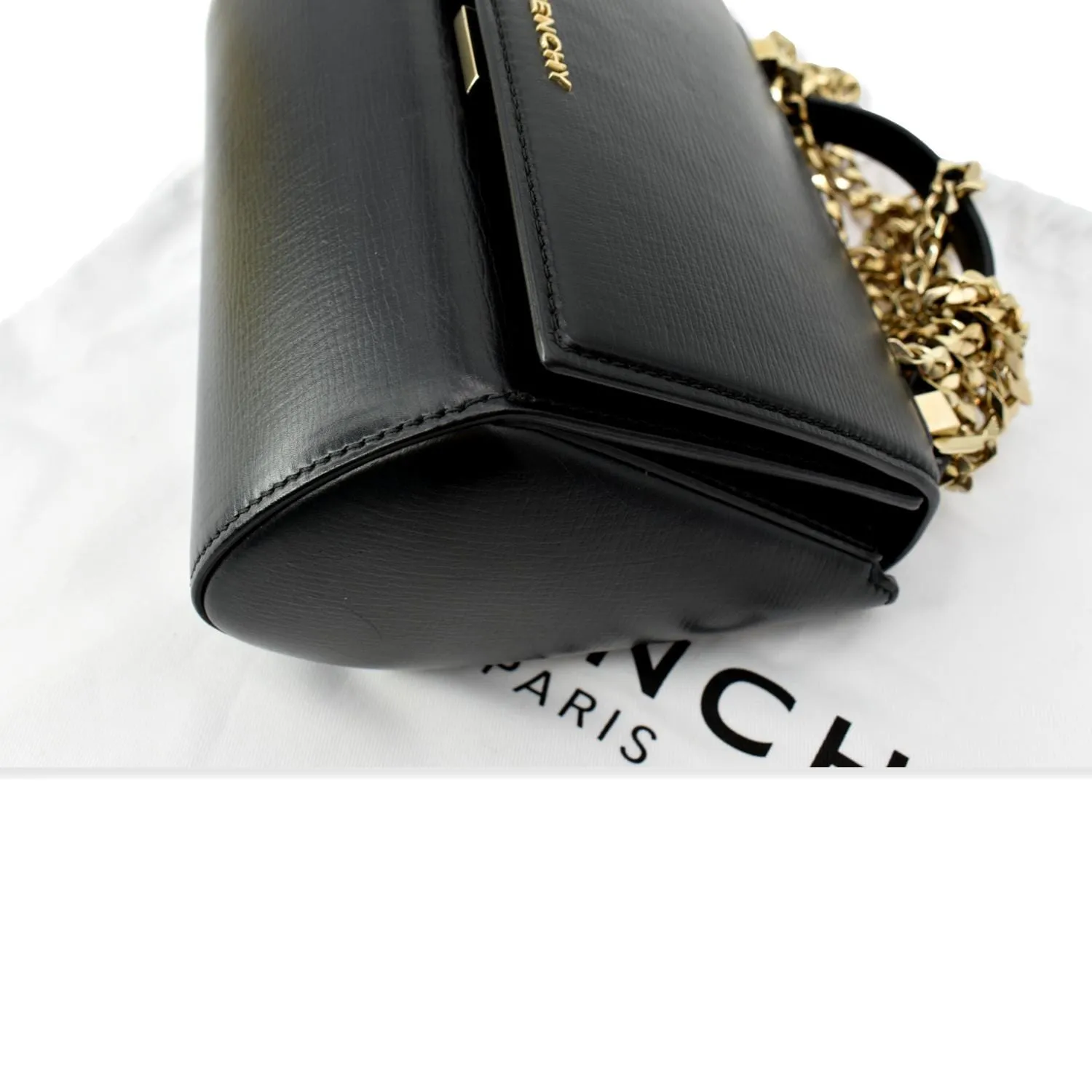 GIVENCHY Mini Pandora Box Calfskin Leather Chain Crossbody Bag Black