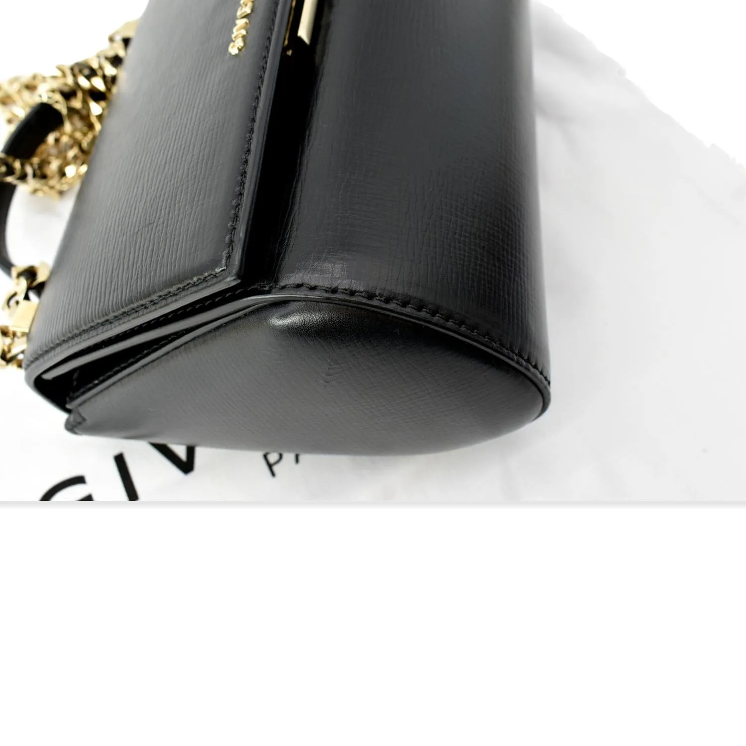 GIVENCHY Mini Pandora Box Calfskin Leather Chain Crossbody Bag Black