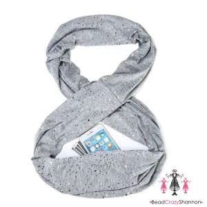 Grey Sequin Hidden Pocket Infinity Scarf