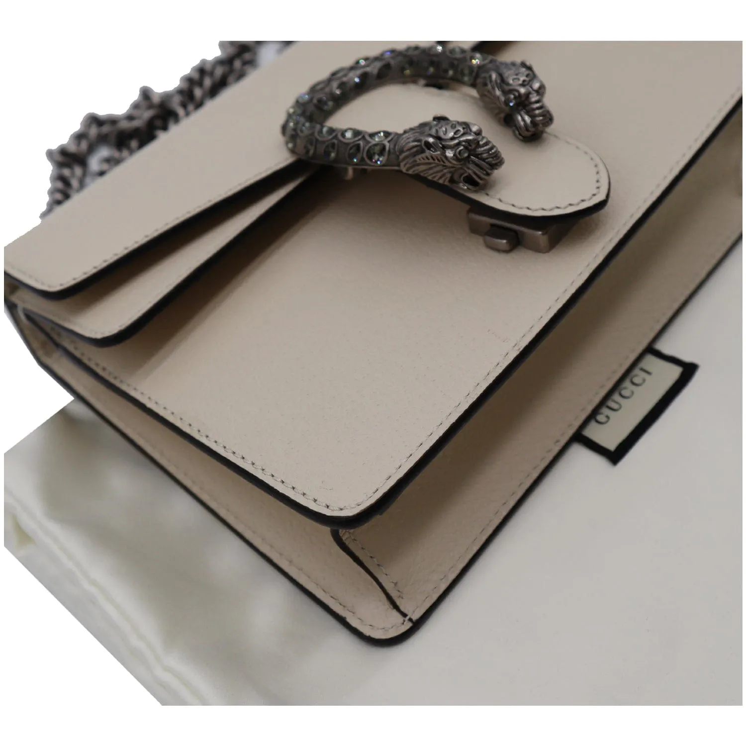 GUCCI Dionysus Mini Leather Crossbody Bag Cream