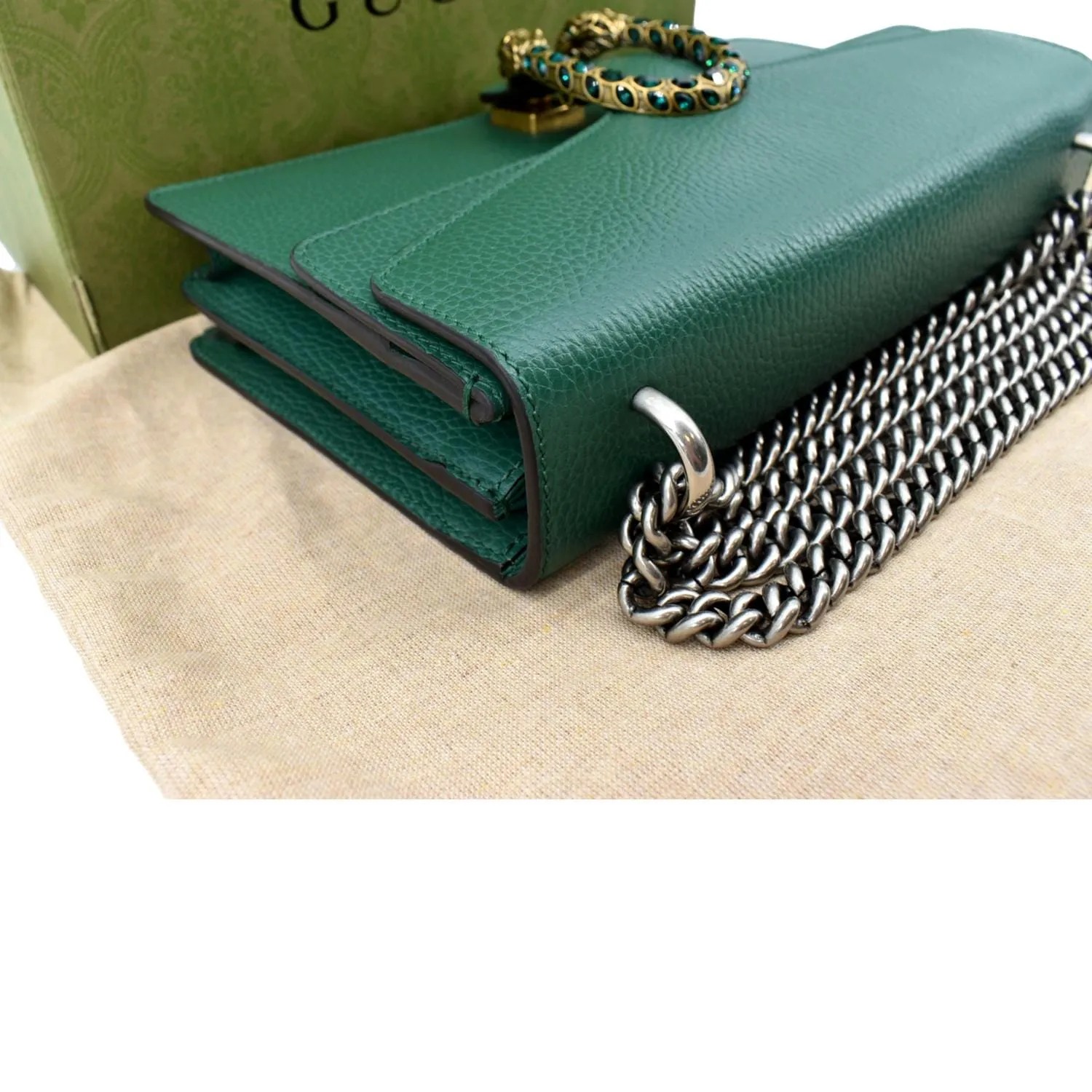 GUCCI Dionysus Small Leather Shoulder Bag Emerald Green 400249