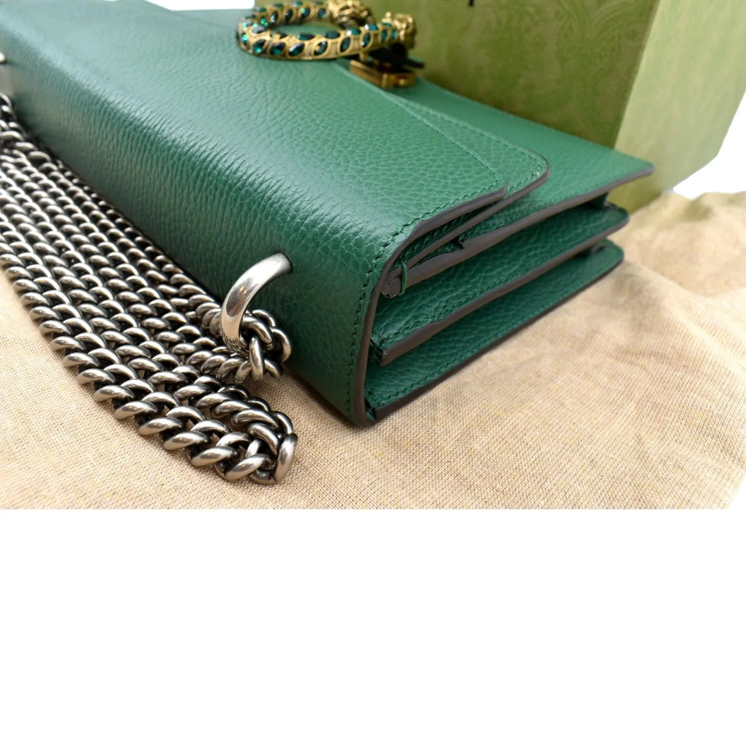GUCCI Dionysus Small Leather Shoulder Bag Emerald Green 400249