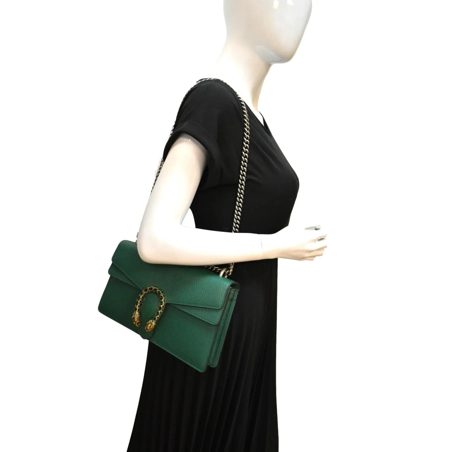 GUCCI Dionysus Small Leather Shoulder Bag Emerald Green 400249