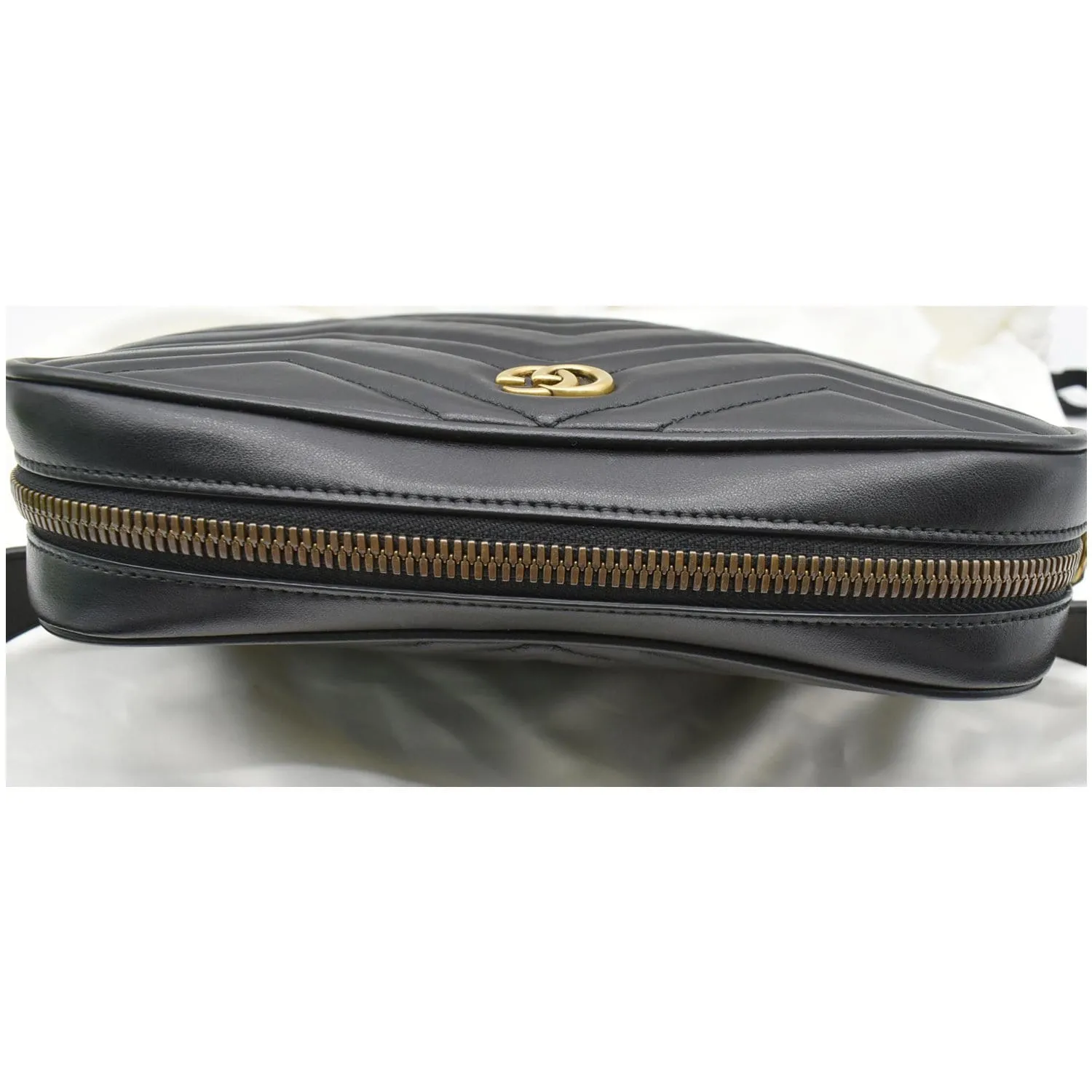 GUCCI GG Marmont Matelasse Leather Belt Bag Black 523380