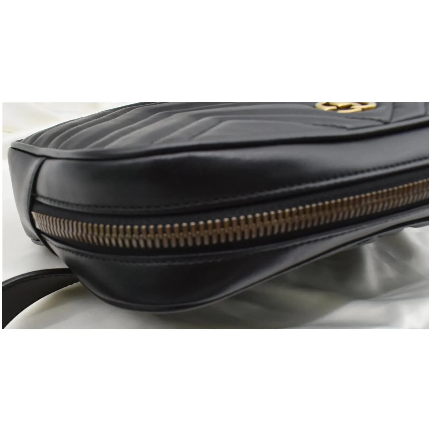 GUCCI GG Marmont Matelasse Leather Belt Bag Black 523380