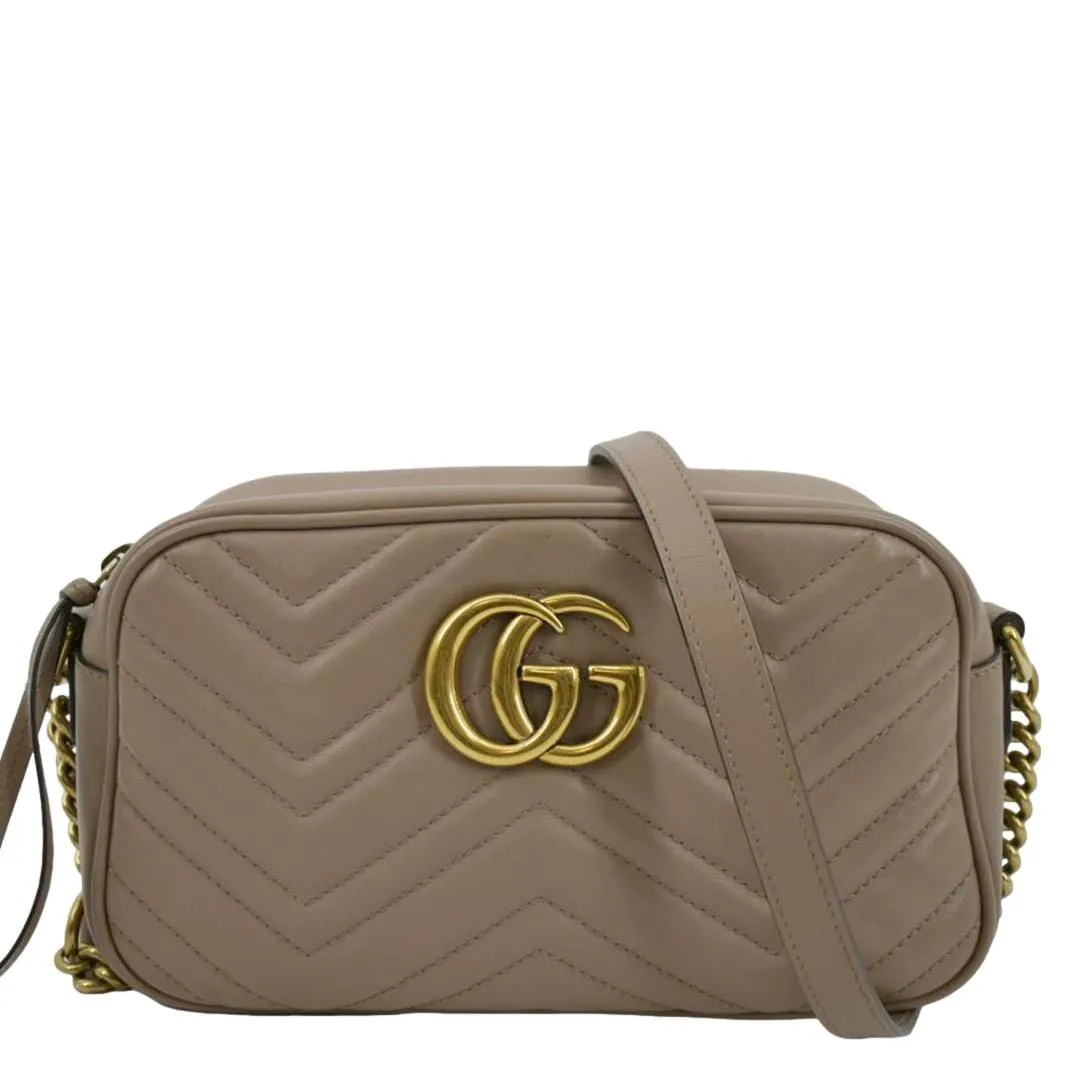 GUCCI GG Marmont Matelasse Leather Crossbody Bag Dusty Pink 447632