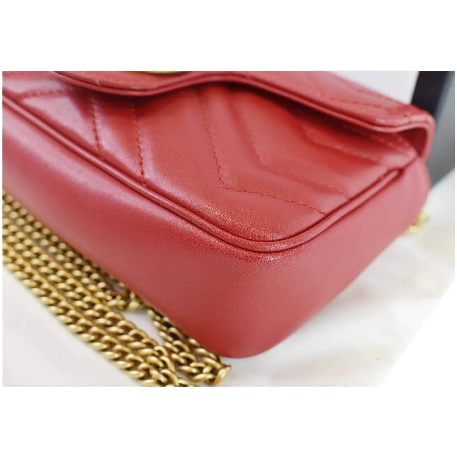 GUCCI GG Marmont Matelasse Leather Super Mini Crossbody Bag Red - 25% OFF