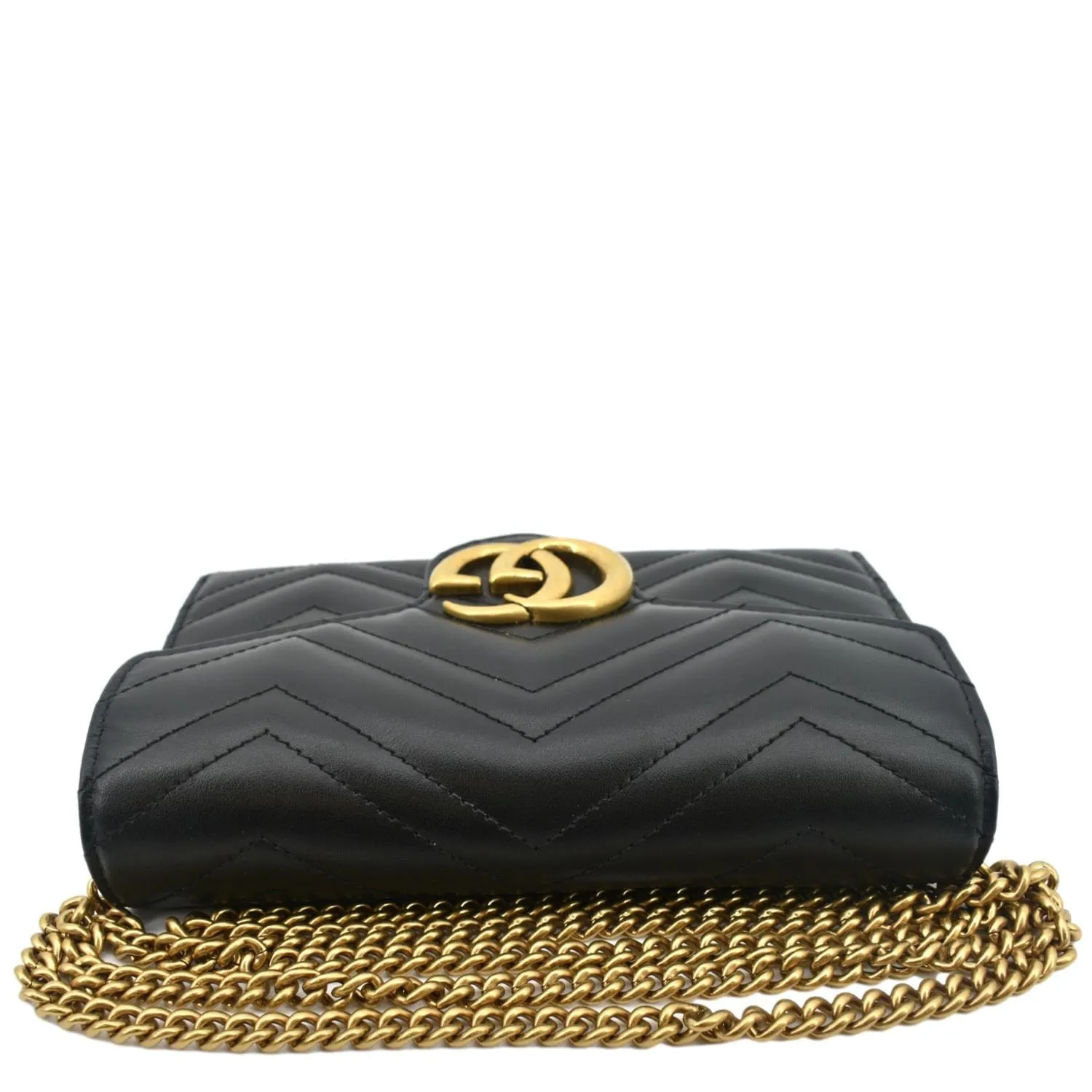 GUCCI GG Marmont Mini Matelasse Leather Crossbody Bag Black 474575