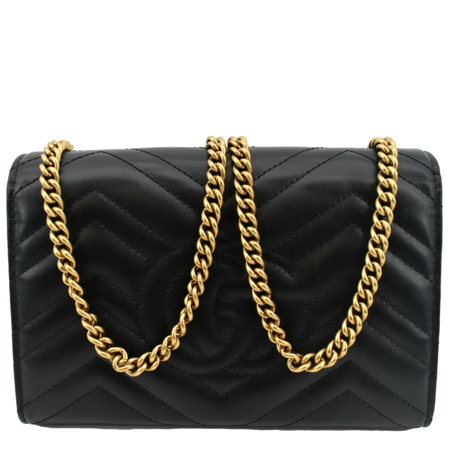 GUCCI GG Marmont Mini Matelasse Leather Crossbody Bag Black 474575