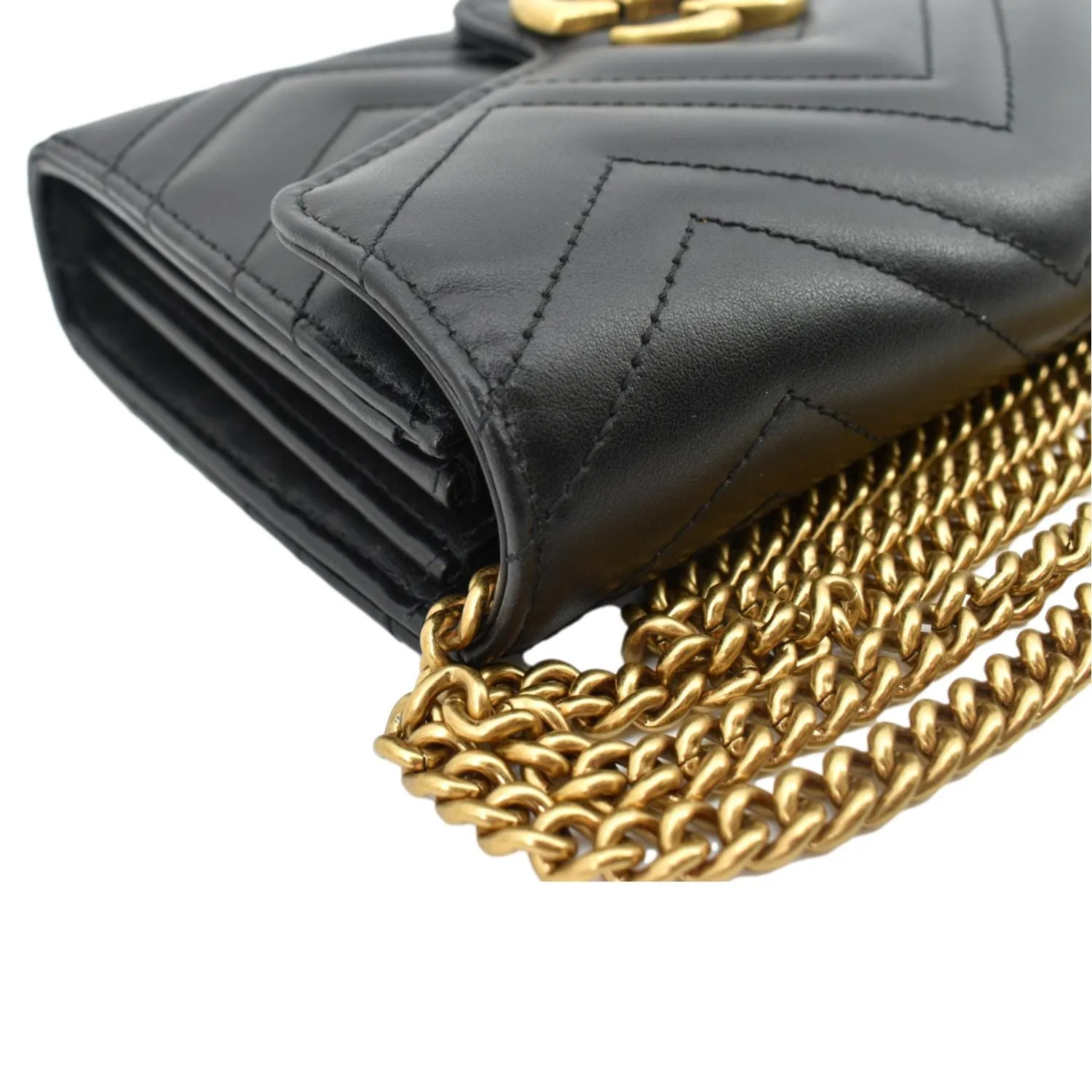 GUCCI GG Marmont Mini Matelasse Leather Crossbody Bag Black 474575
