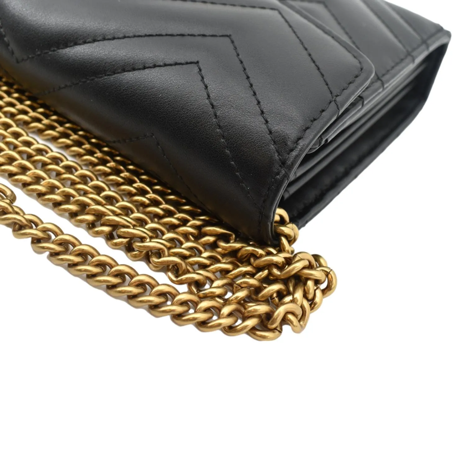 GUCCI GG Marmont Mini Matelasse Leather Crossbody Bag Black 474575