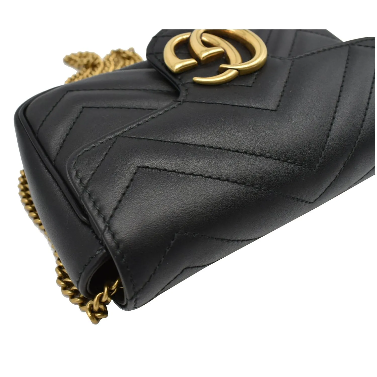 GUCCI GG Marmont Super Mini Leather Crossbody Bag Black 476433