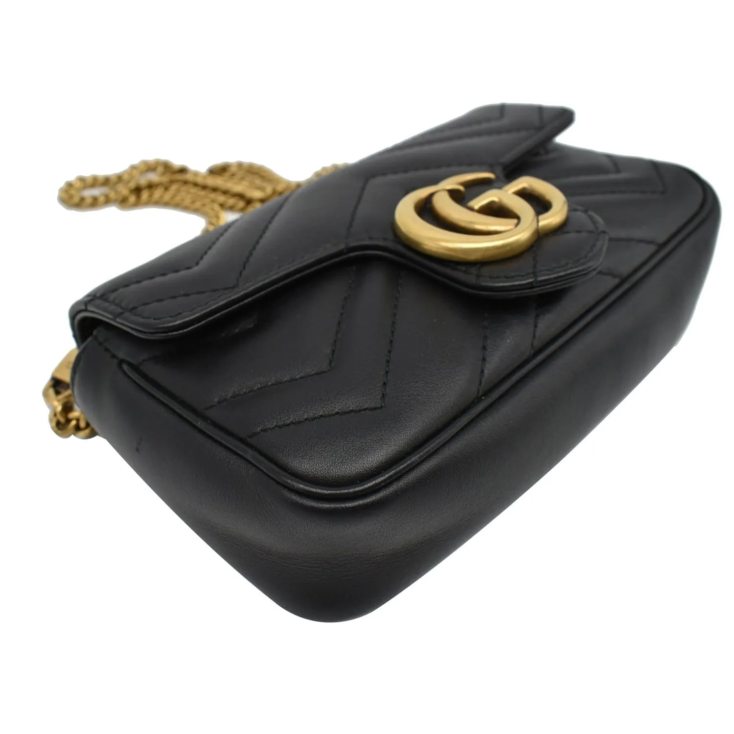 GUCCI GG Marmont Super Mini Leather Crossbody Bag Black 476433