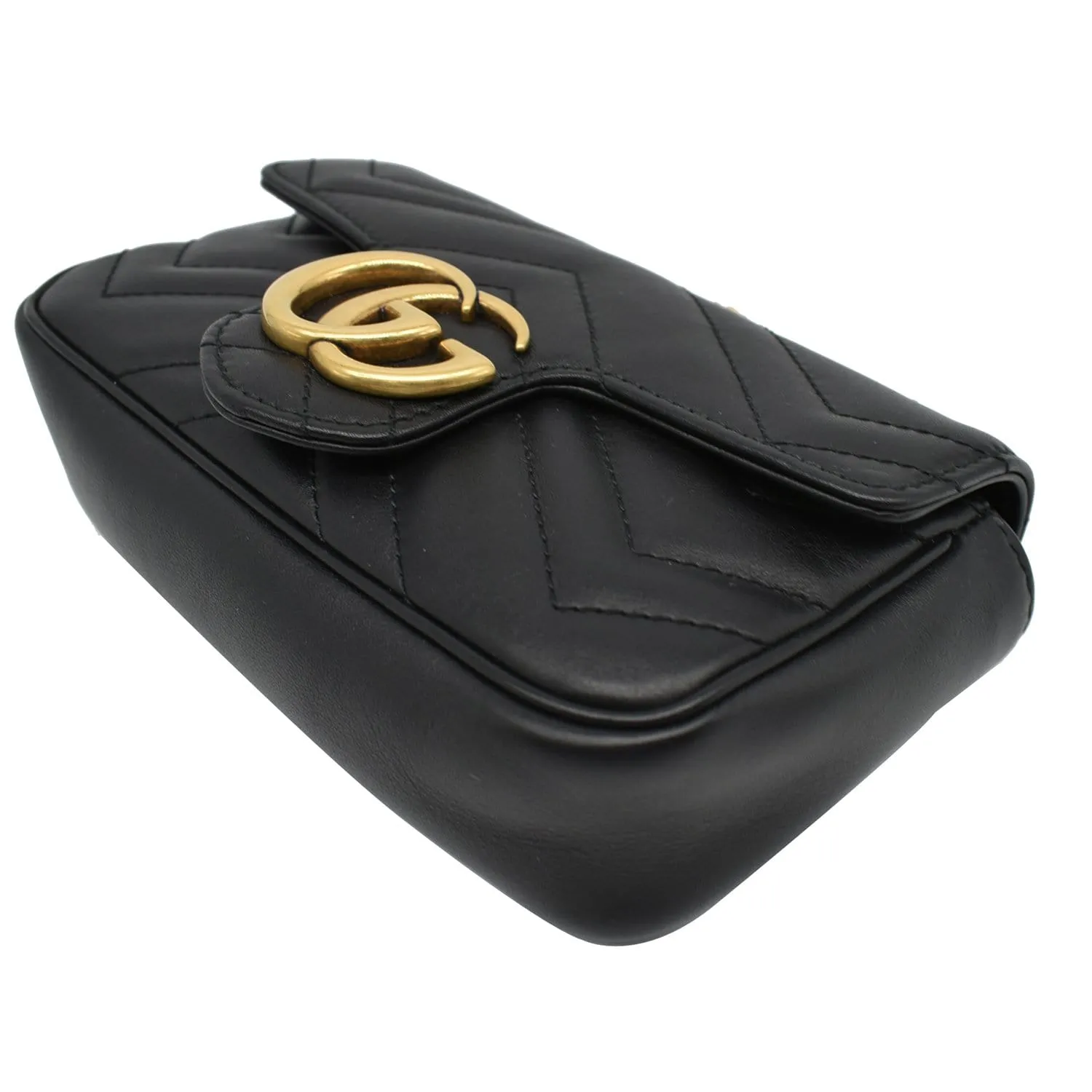 GUCCI GG Marmont Super Mini Leather Crossbody Bag Black 476433
