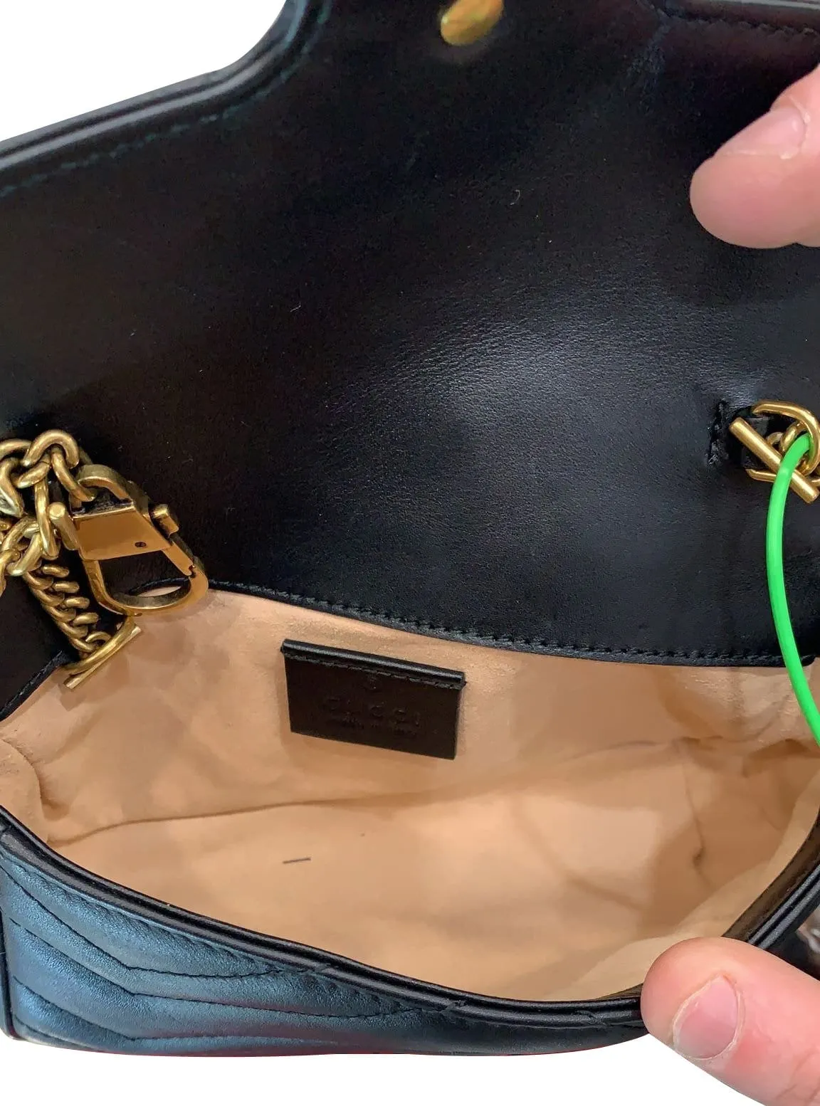 GUCCI GG Marmont Super Mini Leather Crossbody Bag Black 476433