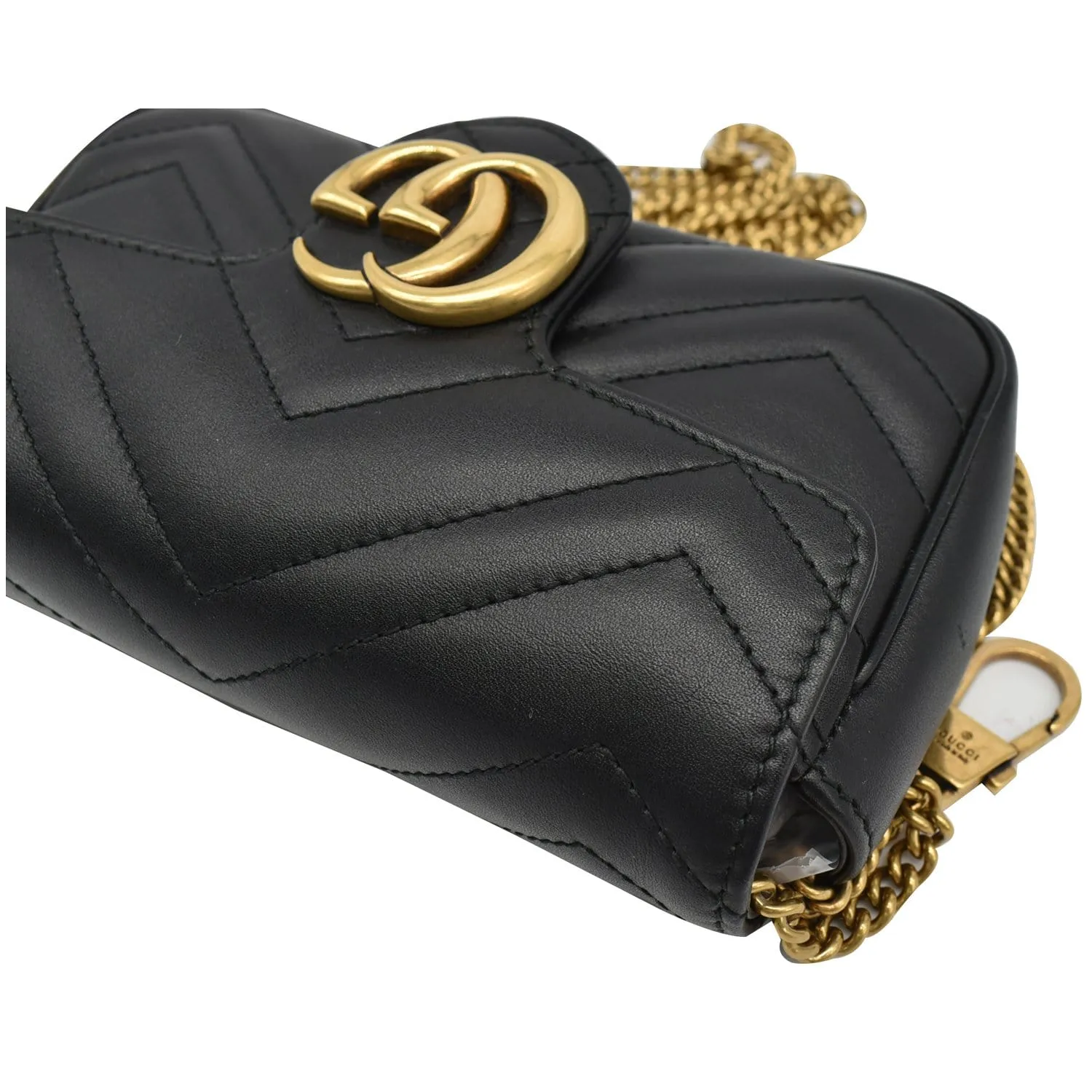 GUCCI GG Marmont Super Mini Leather Crossbody Bag Black 476433
