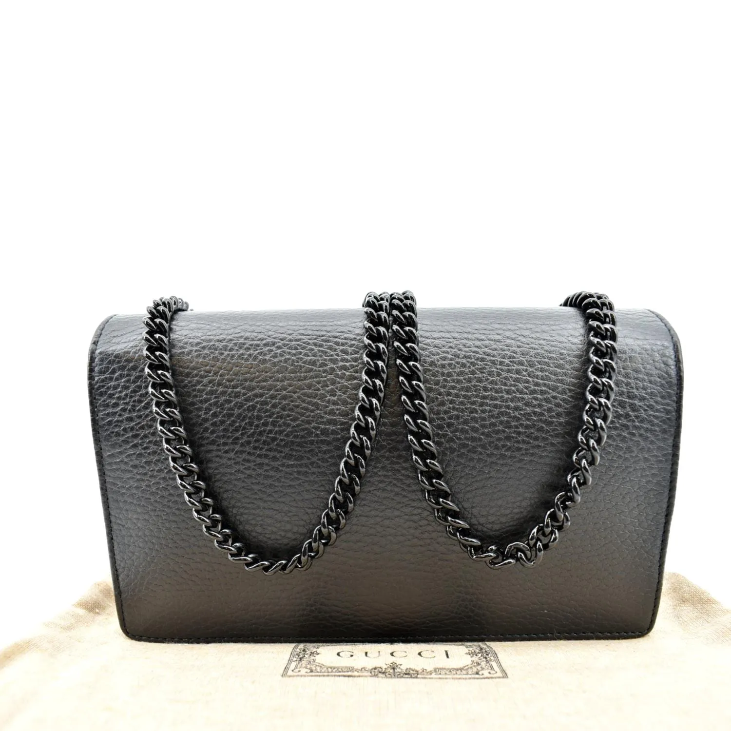 GUCCI GG Marmont WOC Leather Chain Crossbody Bag Black 497985