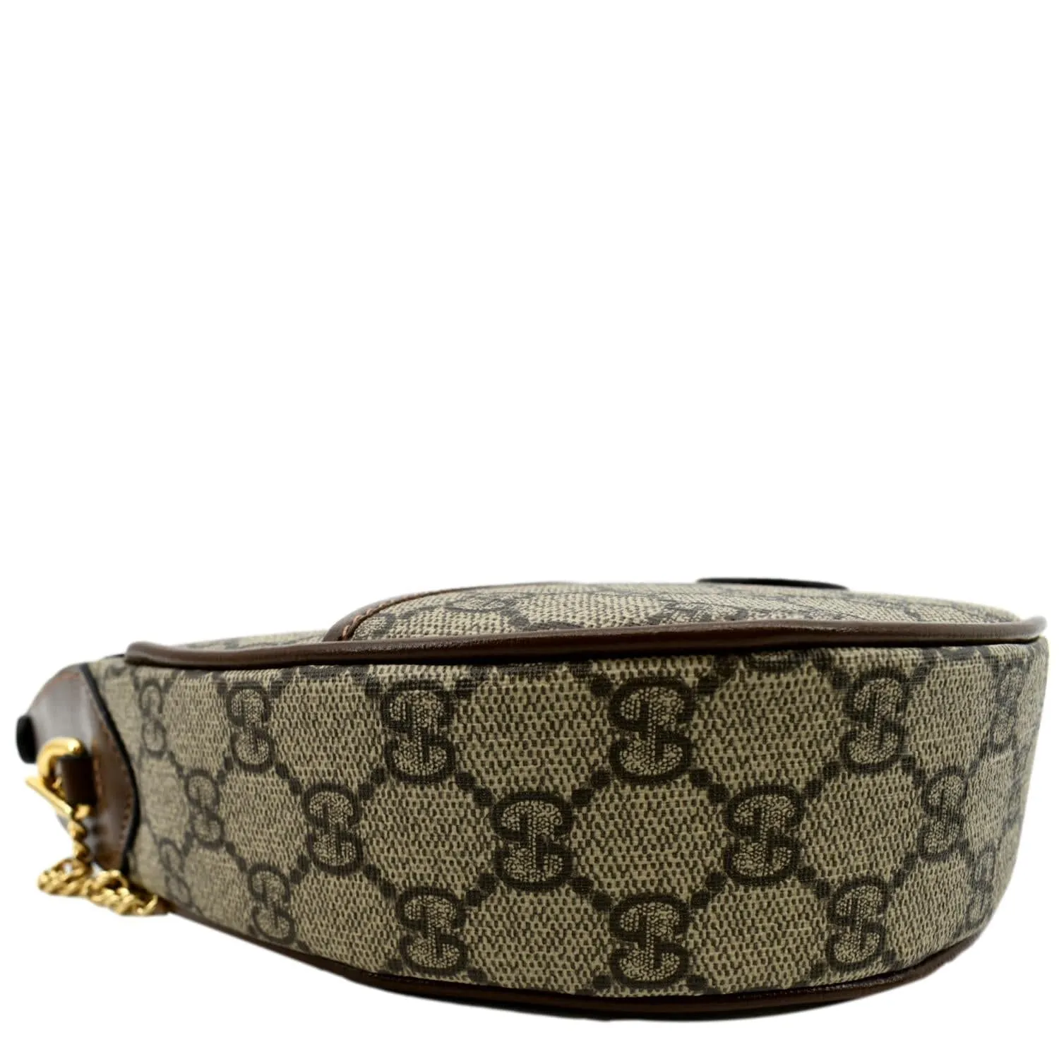 GUCCI Half Moon Mini GG Supreme Canvas Crossbody Bag Beige 726843