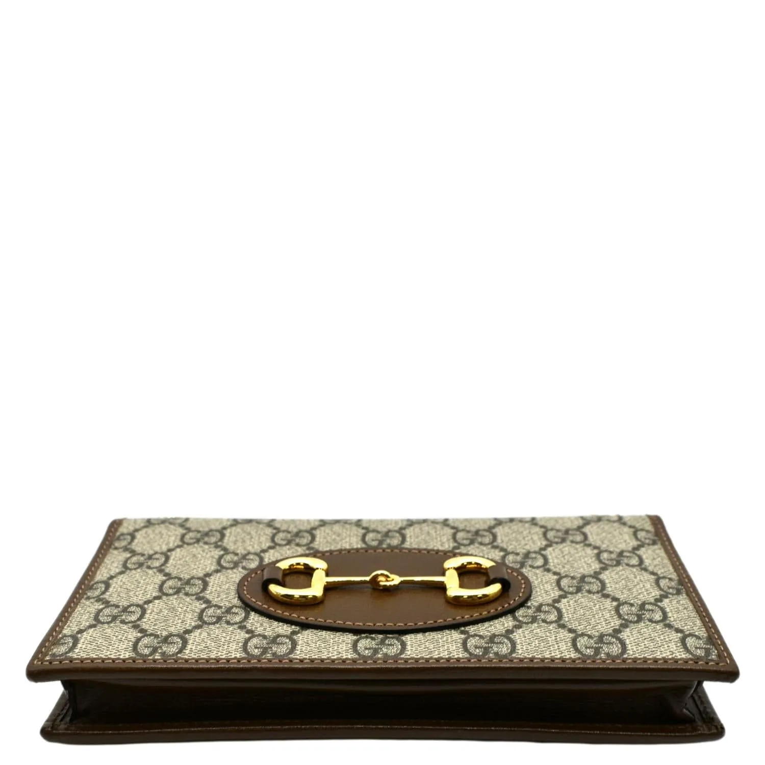 GUCCI Horsebit 1955 GG Supreme Canvas Crossbody Chain Wallet Beige 621392