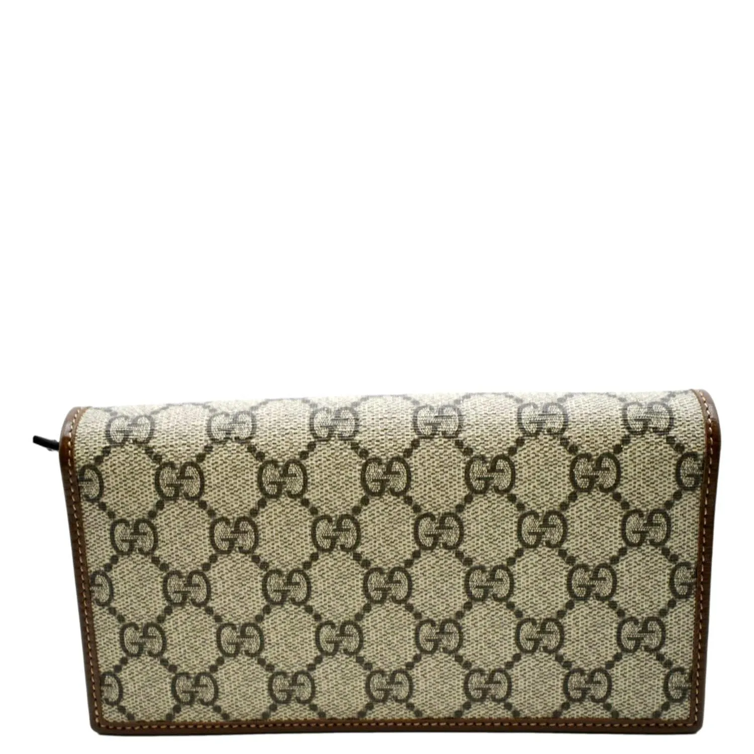 GUCCI Horsebit 1955 GG Supreme Canvas Crossbody Chain Wallet Beige 621392