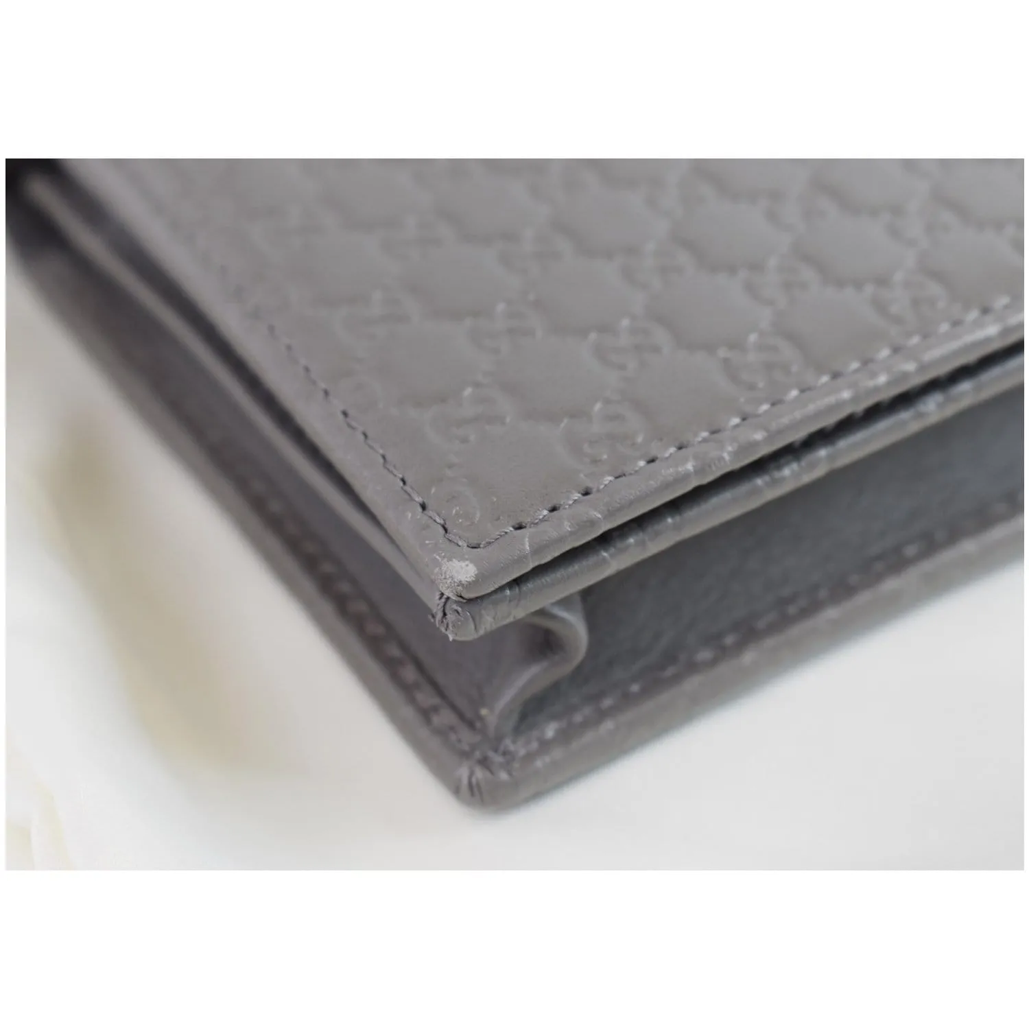 GUCCI Micro Guccissima Leather Crossbody Wallet Grey 466507