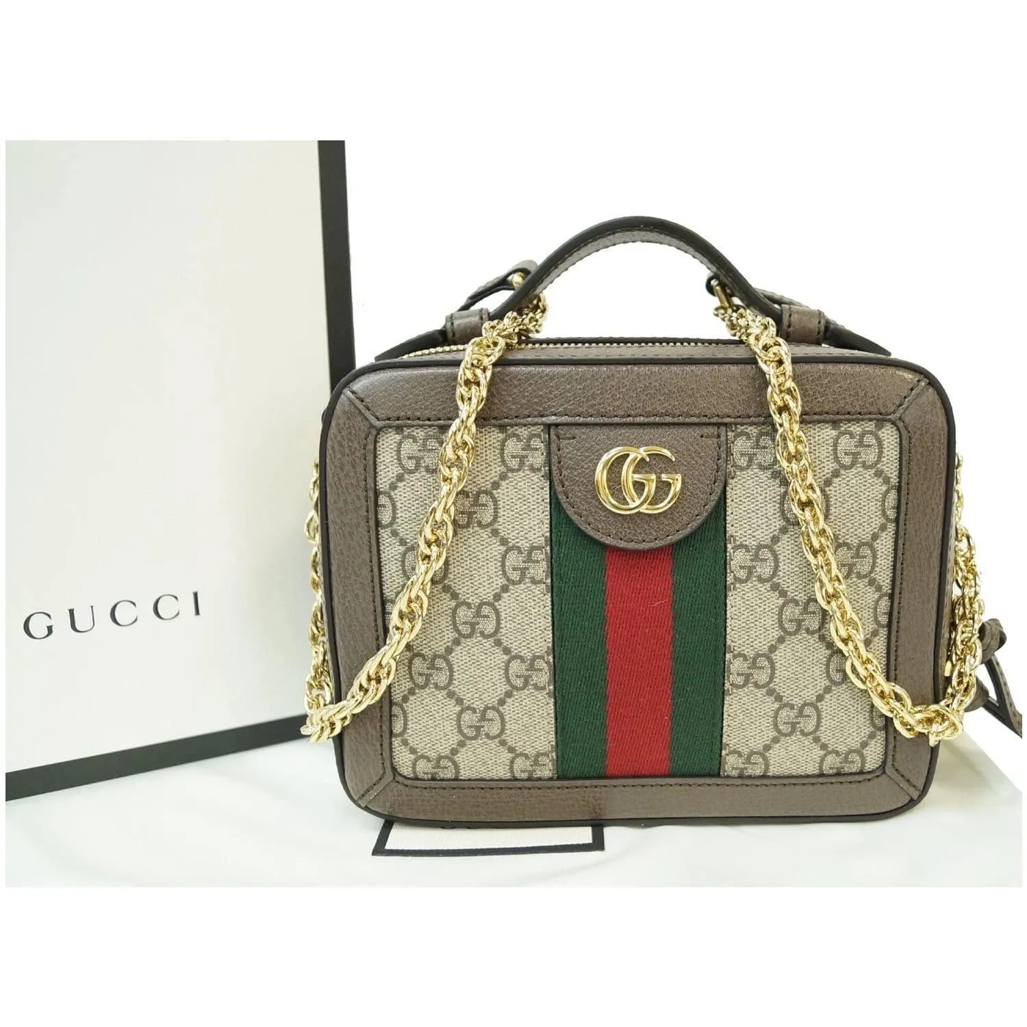 GUCCI Ophidia GG Mini Supreme Shoulder Bag Beige/Ebony 602576