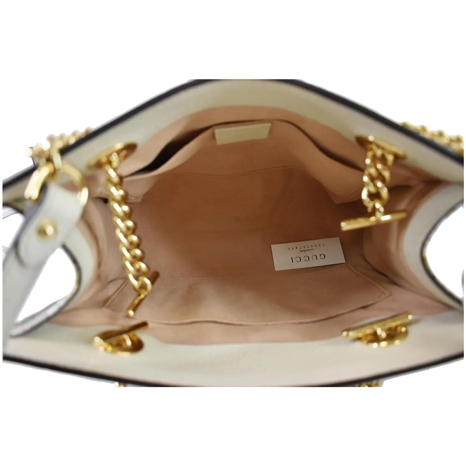 GUCCI Padlock Flora Small GG Supreme Canvas Shoulder Bag Beige 498156