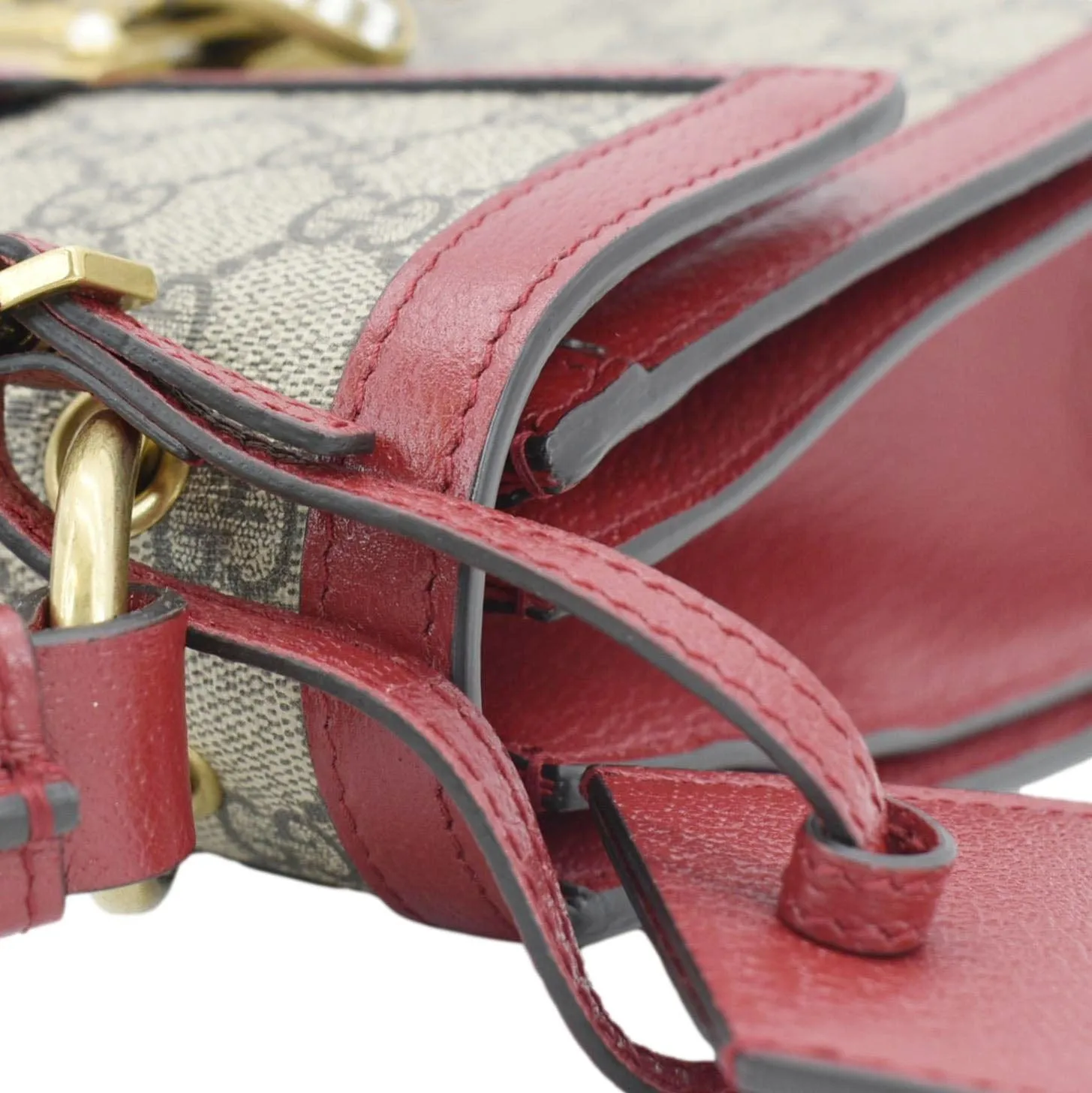 GUCCI Queen Margaret Bee GG Supreme Canvas Shoulder Bag Red 476541