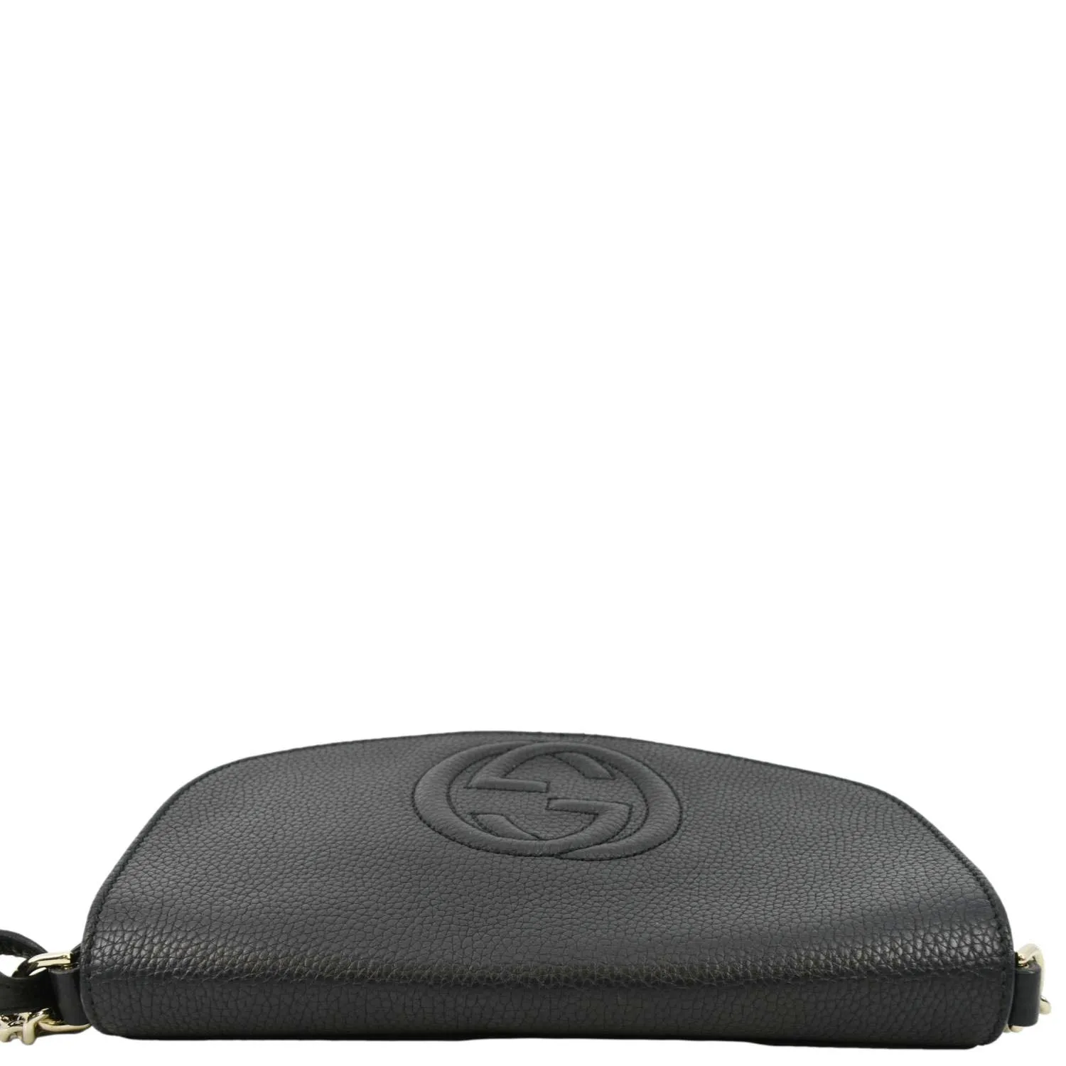 GUCCI Soho GG Flap Leather Chain Shoulder Bag Black 336752